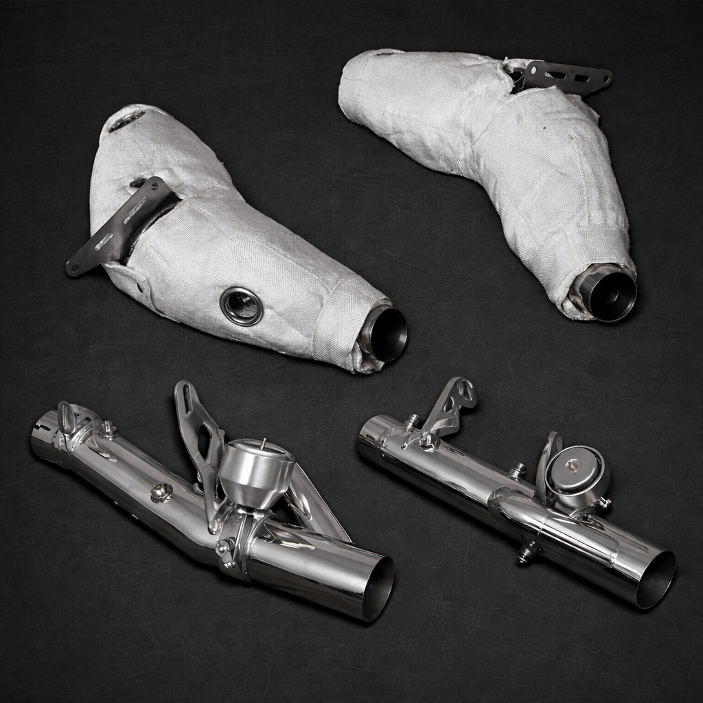 Ferrari F8 - SET: Valved Exhaust, OPF Spare & Downpipes + Heat Protection