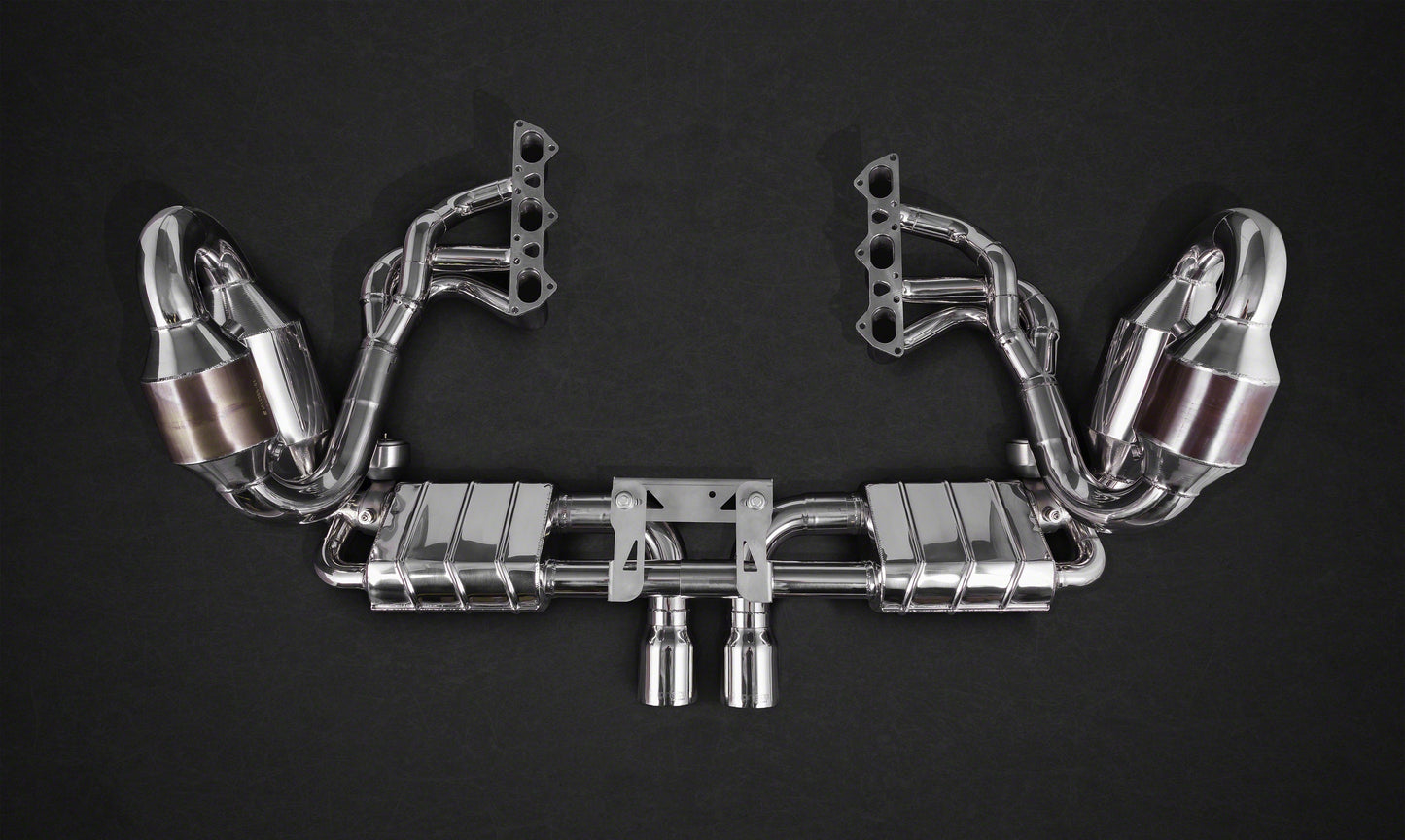 Porsche 991.1 GT3/3RS - Racing Valved Exhaust w Headers, Sport Cats, and Carbon Engine Cover (CES3)