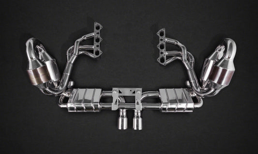 Porsche 991.1 GT3/3RS - Racing Valved Exhaust w Headers, Sport Cats, and Carbon Engine Cover (CES3)