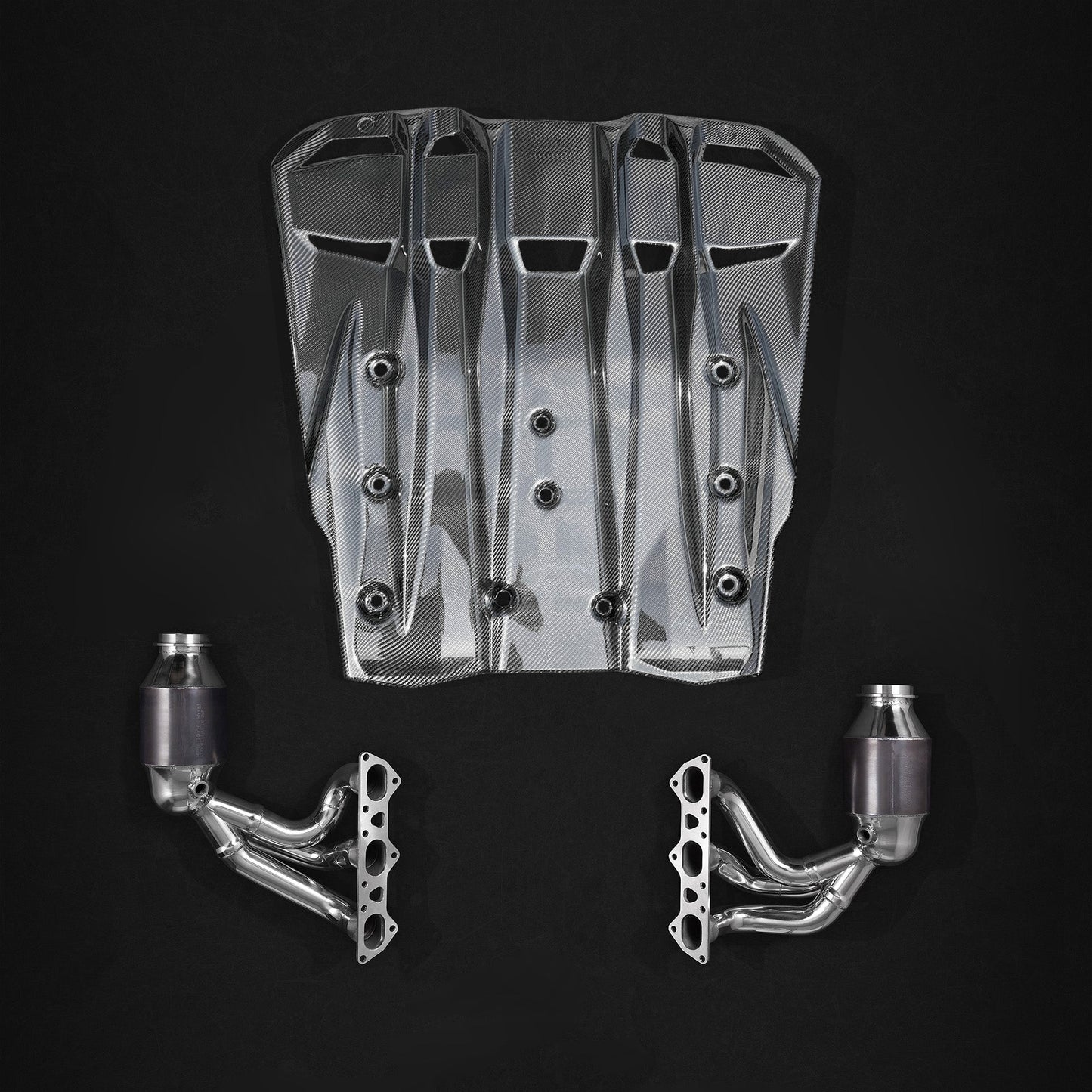 Porsche 991.2 GT3RS - Headers, 250 Cell Sport Cats + Carbon Engine Cover